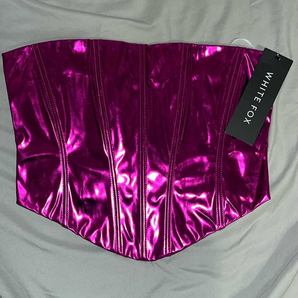White Fox Boutique Strapless Bustier/Corset top hot pink size small